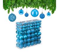 Relaxdays Set de 150 bolas de árbol de Navidad plata,turquesa