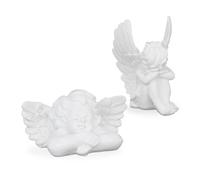 Relaxdays Set de 2 ángeles para tumbas blanco