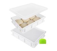 Relaxdays Set de 2 Cajas apilables para Bolas de Pizza, Tapa, 7x40x30 cm, PP, Blanco