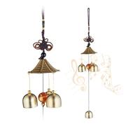 Relaxdays Set de 2 carillones de viento oro,rojo,negro