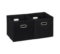 Relaxdays Set de 2 cestas plegables tela negra negro,plata