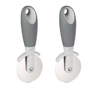 Relaxdays Set de 2 cortadores de pizza antracita,plata,gris