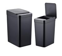 Relaxdays set de 2 cubos de basura con sensor, 9 y 15 L, negro