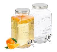 Relaxdays Set de 2 dispensadores de bebidas 3,5 L plata,transparente