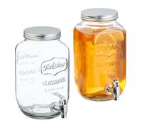 Relaxdays Set de 2 dispensadores de bebidas 3,5 L plata,transparente