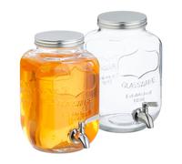 Relaxdays Set de 2 dispensadores de bebidas 4 L plata,transparente