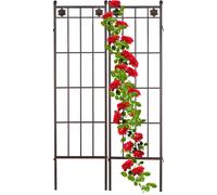 Relaxdays, set de 2 enrejados metálicos, soporte para plantas trepadoras, para clavar en el suelo, espaldera, dimensiones (alto x ancho): 182 x 51 cm, color marrón
