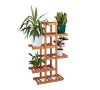 Relaxdays Set de 2 escaleras para plantas marrón claro