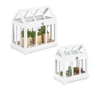 Relaxdays Set de 2 mini invernaderos de interior blanco,transparente