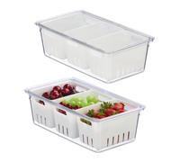 Relaxdays Set de 2 organizadores de nevera blanco,transparente