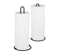 Relaxdays Set de 2 Portarrollos de Cocina, Porta Rollo Papel, Soporte Dispensador, WC, Metal, 32 x 13 cm, Negro