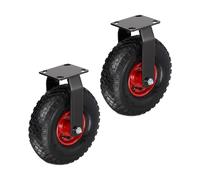 Relaxdays Set de 2 Ruedas, 3,00-4, hasta 120 kg, Goma, Placa de Acero, neumáticas, para Cargas Pesadas, Negro/Rojo