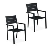 Relaxdays Set de 2 sillas de jardín negras negro