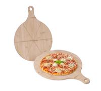 Relaxdays Set de 2 tablas de bambú para pizza y queso, diámetro 33 cm, redondas, naturales
