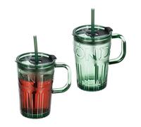 Relaxdays Set de 2 vasos con asa verde