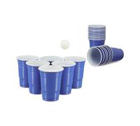 Relaxdays Set de 200 vasos de beer pong azul blanco,azul