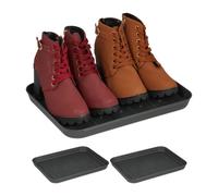 Relaxdays Set de 3 bandejas grises para zapatos gris