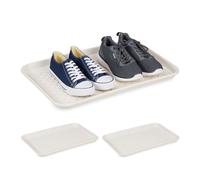 Relaxdays Set de 3 bandejas para zapatos 60x40 cm blanco
