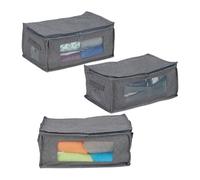 Relaxdays Set de 3 bolsas de almacenamiento gris
