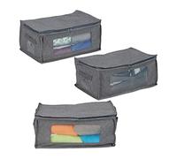 Relaxdays Set de 3 bolsas de almacenamiento gris