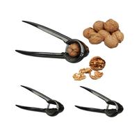 Relaxdays Set de 3 cascanueces negros negro