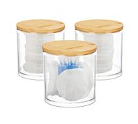 Relaxdays Set de 3 dispensadores de Discos de algodón, Cajas Transparentes con Tapa, Fibra acrílica