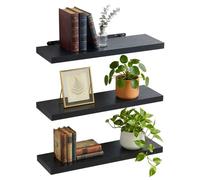 Relaxdays Set de 3 estantes de pared negro
