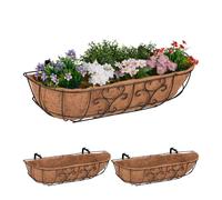 Relaxdays Set de 3 jardineras para balcón marrón oscuro,marrón claro
