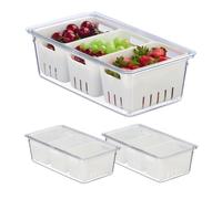 Relaxdays Set de 3 organizadores de nevera blanco,transparente