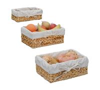 Relaxdays Set de 3 paneras con forro de algodón crema,marrón claro