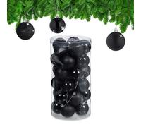 Relaxdays Set de 30 bolas para árbol de Navidad negro,plata