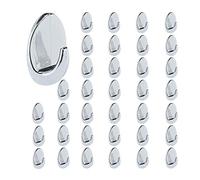 Relaxdays Set de 36 Ganchos Adhesivos, Perchas Pared Autoadhesivas Baño, Toallas, sin Clavos, Plástico Cromado, Plateado