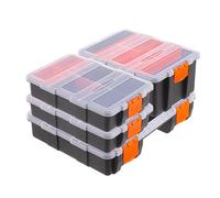 Relaxdays Set de 4 cajas organizadoras naranja,negro,transparente