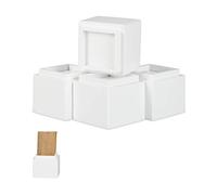 Relaxdays Set de 4 Elevadores Mesa, Silla, Cama, Muebles, Alza, Taco, Bambú, 8,5 cm Elevación, 10x11,5x11,5 cm, Blanco