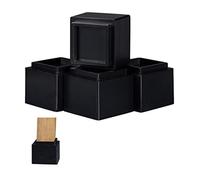 Relaxdays Set de 4 Elevadores Mesa, Silla, Cama, Muebles, Alza, Taco, Bambú, 8,5 cm Elevación, 10x11,5x11,5 cm, Negro