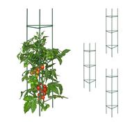 Relaxdays Set de 4 jaulas tomates 120 cm verde oscuro