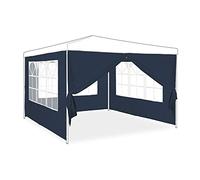 Relaxdays Set de 4 Laterales Carpa, 2x3m, Cortinas Cenador con Ventana, Cierre, Impermeables, Paneles, Polietileno, Azul