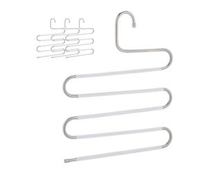 Relaxdays Set de 4 perchas múltiples en blanco blanco,plata