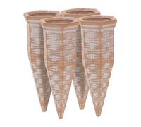 Relaxdays Set de 4 picos riego terracota y blanco blanco,marrón claro