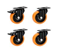 Relaxdays Set de 4 ruedas giratorias naranja,negro