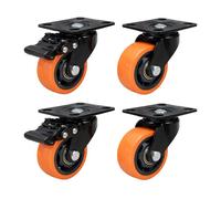 Relaxdays Set de 4 ruedas giratorias naranja,negro