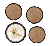 Relaxdays Set de 4 salvamanteles jacinto de agua marrón claro,negro