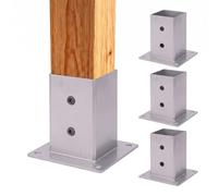 Relaxdays set de 4 soportes para postes galvanizados, base, plateado
