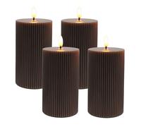 Relaxdays Set de 4 velas LED marrón