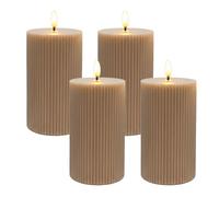 Relaxdays Set de 4 velas LED marrón claro
