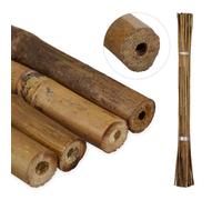 Relaxdays Set de 40 cañas de bambú 105 cm marrón claro