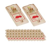 Relaxdays Set de 40 trampas ratas de madera marrón claro,cobre,rojo