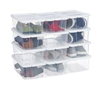 Relaxdays Set de 48 cajas de plástico para zapatos blanco,transparente