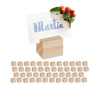 Relaxdays Set de 48 Soportes para Fotos, Porta Tarjetas, Menús, Postales, para Bodas, Fiestas, Madera, Natural