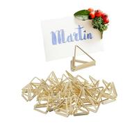 Relaxdays Set de 48 Soportes para Fotos Triangular, Porta Tarjetas, Menús, Postales, para Bodas, Fiestas, Dorado